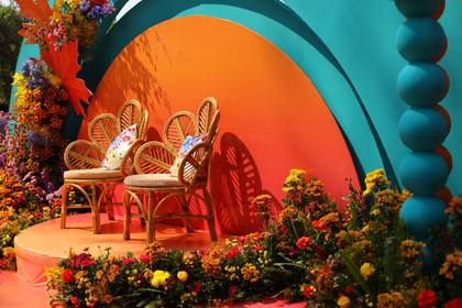 Backdrop and Stage — Mehendi decor — ITC Grand Goa